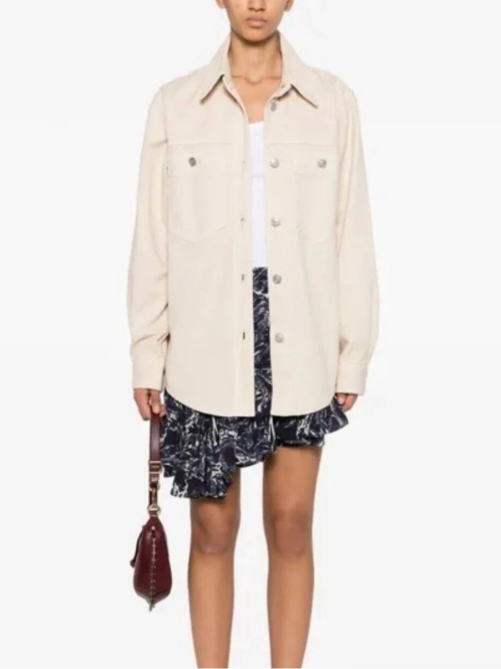 Isabel Marant Cream Oversized Corduroy Shacket
